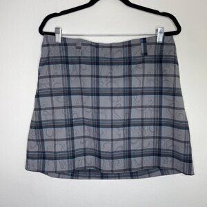 Nike Golf Plaid Gray & Blue Dri-Fit Skort Size 10 Womens Lightweight Stretchy